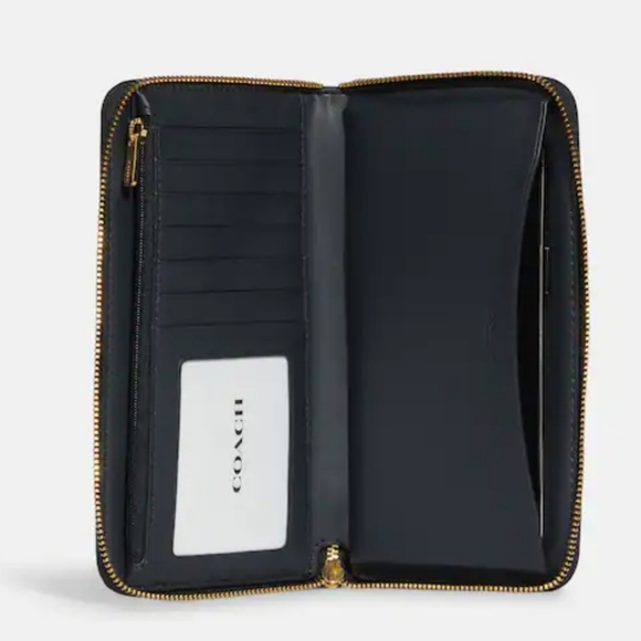 Coach Dempsey Large Phone Wallet With Garden Plaid Print And Coach Patch - Picture 2 of 9